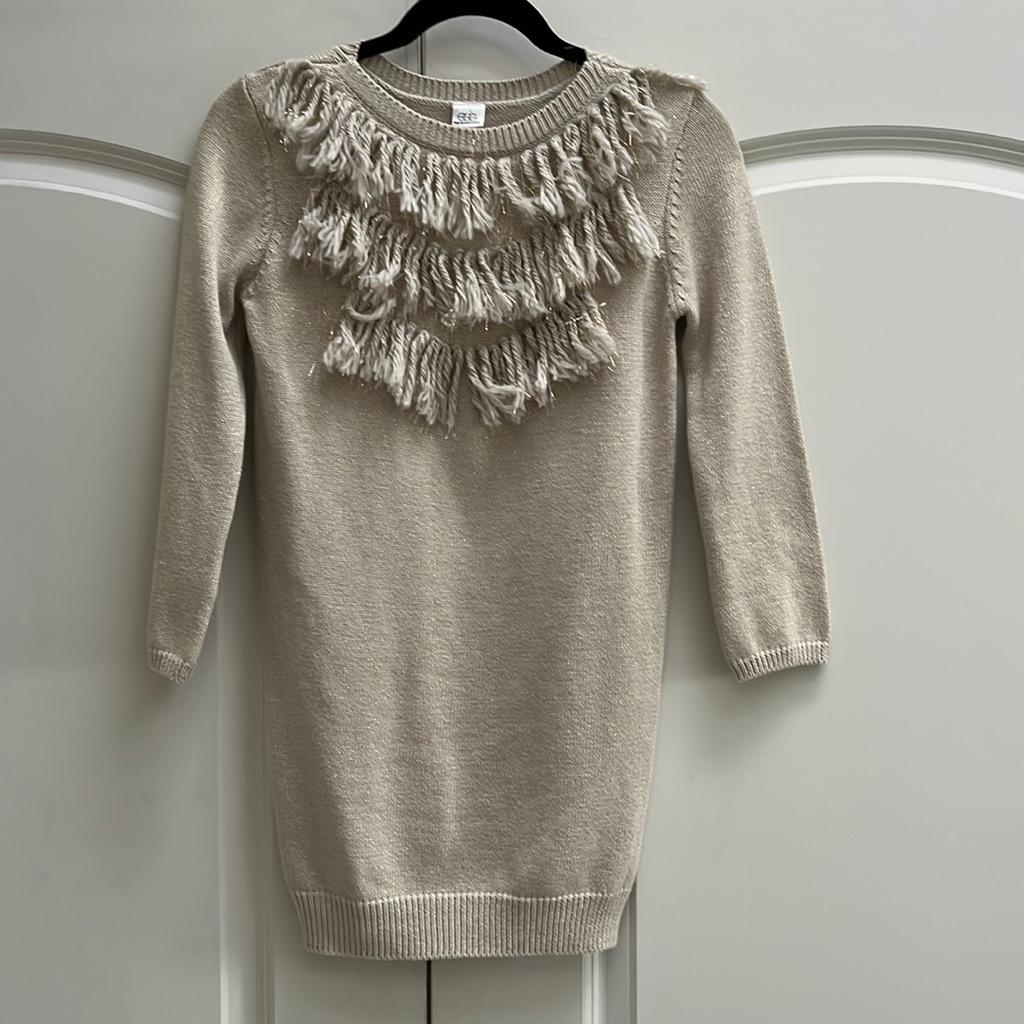 Nwt Egg Gold Sweater Dress W/ Yarn Decoration (Size 10)